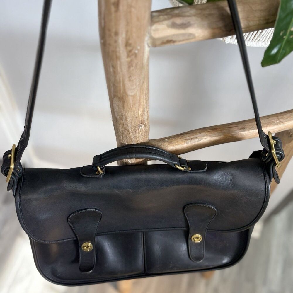 90s Coach Carrier Bag Leather Carrier Bag Briefcase Messenger Box Tag USA 9800 - Picture 10 of 16